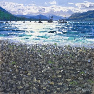 Ullapool Sahili, 2011 (tuval üzerine yağlıboya) by Charles Simpson