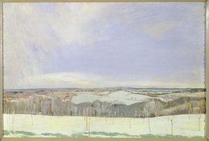 The Weald Winter, (panelde tempera) by Charles Sims
