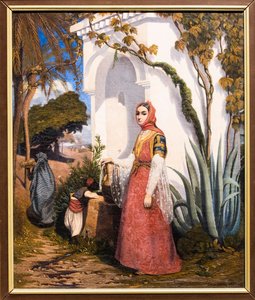 Çeşme Başındaki Doğulu Kadın by Charles Theodore (1814-88) Frere