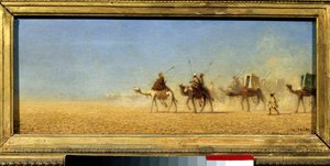 Çölü geçen kervan. Charles Theodore Frere dit Bey Frere (1814-1888) tarafından yapılan tablo