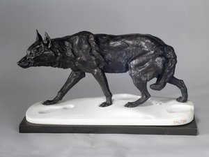 Karda Kurt Takibi (bronz, metal ve mermer) by Charles Valton