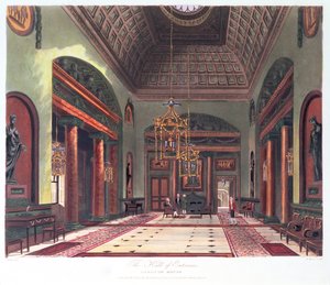 Giriş Salonu, Carlton House, R. Reeve tarafından oyulmuş, pub. 1819, W.H.Pyne tarafından by Charles Wild
