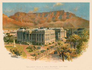 Parlamento binası ve Masa Dağı, Cape Town