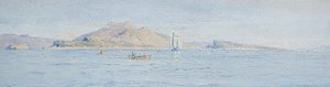 Sahilden Güneşli Bir Gün, Villefranche sur Mer, 1885 dolayları (tuval üzerine yağlı boya serilmiş) by Charles William Wyllie