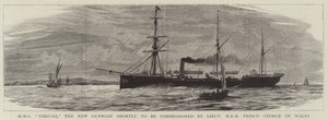 HMS Thrush, Yeni Gunboat, kısa bir süre sonra Teğmen SAİK Galler Prensi George tarafından görevlendirilecek by Charles William Wyllie