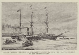 SS Falcon, Arktik Bölgelere Peary Seferi ile St John's, Newfoundland'dan ayrılıyor by Charles William Wyllie