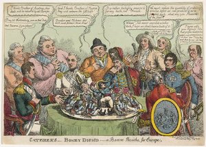 Caterers- Boney Dishd- Avrupa için bir Bonne Bouche, pub. 1813 (el renkli gravür)