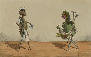Uygulamalar Animasyonlu, Levha 2, Büyük Britanya Marangozlarına ve Bahçıvanlarına Adanmış, c.1811 (el ile boyanmış gravür) by Charles Williams