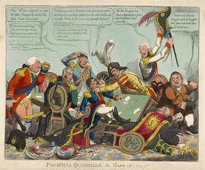 Politik Quadrille -- The Game Up, pub. 1806 (el renkli gravür)