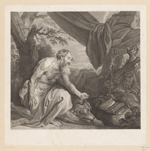 Uyuyan Aslan ve Haç ile Jerome by Charles de Beauvais (rejected attribution)