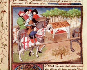 Lucan yaraları, usta Charles de Maine tarafından “” Romanesque du Chevalier Tristan”dan alınan Tristan Minyatür tarafından (Beroul versiyonu)