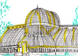 Botanik Bahçeleri, Belfast, 2021 (kalem ve akrilik işaretleyici) by Charlotte Orr