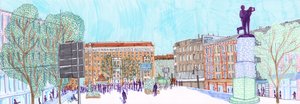 Hermannplatz, 2017 (fırçalı kalemler) by Charlotte Orr