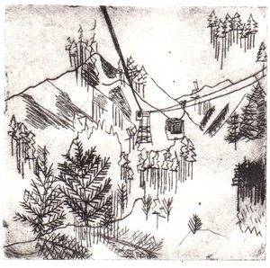 Mayrhofen Dağları, 2015 (kuru nokta aşındırma ve dijital) by Charlotte Orr