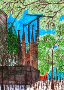 Sagrada Familia, 2017 (fırçalı kalemler) by Charlotte Orr