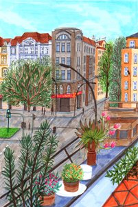 Sonnenallee, Berlin, 2017 (fırçalı kalemler) by Charlotte Orr