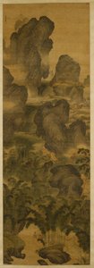 Yükselen Dağlar ve Fantastik Şelaleler, c.1600 (ipek üzerine mürekkep ve renk) by Chenglong Zhang