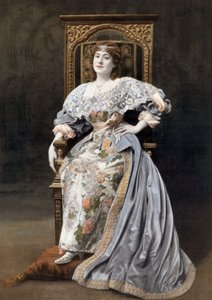 Fransız komedyen Julia Bartet (1854-1941), Paris Comedie Francaise'de "Marion de Lorme" oyununda Marion de Lorme rolünde, fotoğraf Cheri Rousseau tarafından Fransız "Le Theatre" gazetesinden 1 Temmuz