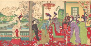 Kiraz Çiçekleri Arasında Zarif Bayanlar Yarışması Kaika kifujin kisoi, Eylül..., Eylül 1887. by Chikanobu Yoshu