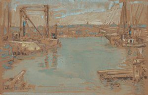 Kuzey Nehri Rıhtımı, New York by Childe Frederick Hassam
