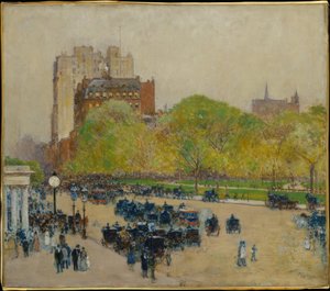 Şehrin kalbinde bahar sabahı by Childe Hassam