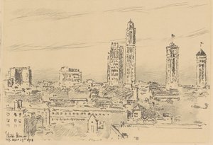 New York Skyline, Hafif Binalar by Childe Hassam