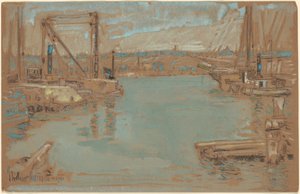 Kuzey Nehri Rıhtımı, New York by Childe Hassam