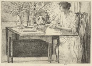 Koloni Masası (Holley House, Cos Cob) (rekto); Ahırlı Peyzaj (ters) by Childe Hassam