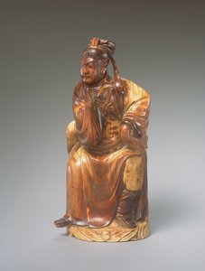 Oturan bir Guandi figürü, 14-15. yüzyıl (oyma fildişi) by Chinese School