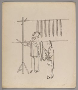 Ayrı yapraklardan oluşan albüm: İpek Yetiştirme ve Üretimi (kağıt üzerine mürekkep) (ayrıca bkz. 499288-303) by Chinese School