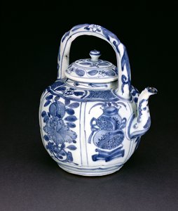 Mavi ve beyaz kraak şarap kabı, Wanli, 1590-1610 (porselen) by Chinese School