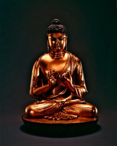 Buddha Vairocana (Dari), Tang hanedanı (618-907), erken 8. yüzyıl (yaldızlı kurşunlu bronz) by Chinese School
