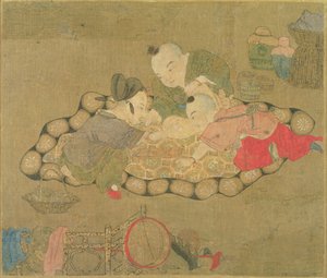 Oynayan Çocuklar, Ming Hanedanlığı, 1500 (ipek üzerine wc) by Chinese School