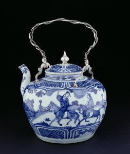 Avrupa kulplu Çin çaydanlığı, Geçiş Dönemi, c.1640 (gümüşlü porselen)