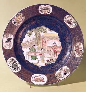 Müzik sahneli dairesel çanak, Kangxi Dönemi (1662-1722) (porselen) by Chinese School