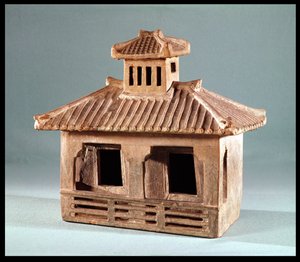 Bir evin cenaze modeli, Han Hanedanlığı (MÖ 206-MS 220) (pişmiş toprak)