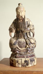 Bir Ustanın tacını takan Lao-Tzu (c.604-531) (boyalı ahşap)