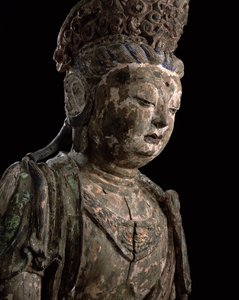 Meditasyonda büyük oturan bodhisattva, Jin hanedanı (1115-1234) (ahşap ve pigment) (detay) (bkz. 206544)