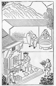 Çin üretimine ilişkin bir dizi çizimden fırınları açma ve kapama (tüm seri için bkz. 384116 ve 384117) by Chinese School