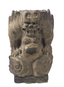 Çömelmiş koruyucu-iblis, Hebei eyaleti, Bölünme Dönemi, 550-577 (koyu kireçtaşı) by Chinese School