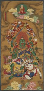 Bir Budist Toprak ve Su Ritüel Setinden Budist Muhafız Mahabala (ipek üzerine mürekkep, renkler ve altın) by Chinese School