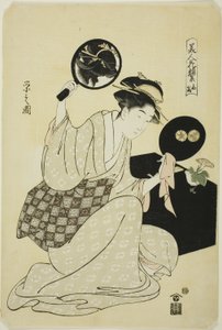Takashima, "Güzelliklerin Çiçek Gibi Yüzlerinin Bir Koleksiyonu (Bijin kagan shu)" serisinden by Chobunsai Eishi