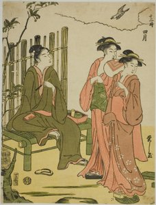 Dördüncü Ay (Shigatsu), "On İki Ay (Juni toki)" serisinden by Chobunsai Eishi