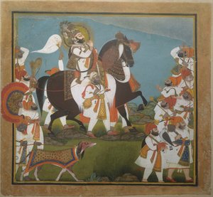 Maharana Bhim Singh ve Maiyeti Bir Avlanmaya Başlıyor, yaklaşık. 1805-10.