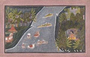 Radha, Bir Hindu Bilge ile Röportaj Yapmak İçin Nehri Geçiyor, yaklaşık. 1820.