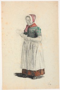 Bir bardağa dökülen ayakta köylü karısı by Christen Dalsgaard