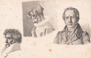 Üç portreli dergi: Bakermester Købke, Sophie Krohn ve N. Feilberg by Christen Købke