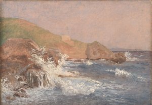 Kayalık Bir Sahilde Kaba Deniz, Capri by Christen Købke
