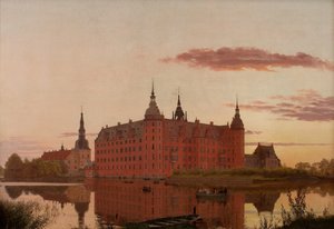 Akşam Aydınlatmasıyla Frederiksborg Kalesi Akşam Işığında Frederiksborg Kalesi, 1835. by Christen Schiellerup Købke
