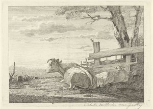 Sığırların bir manzarada dinlenmesi by Christiaan Godfried Schutze van Houten